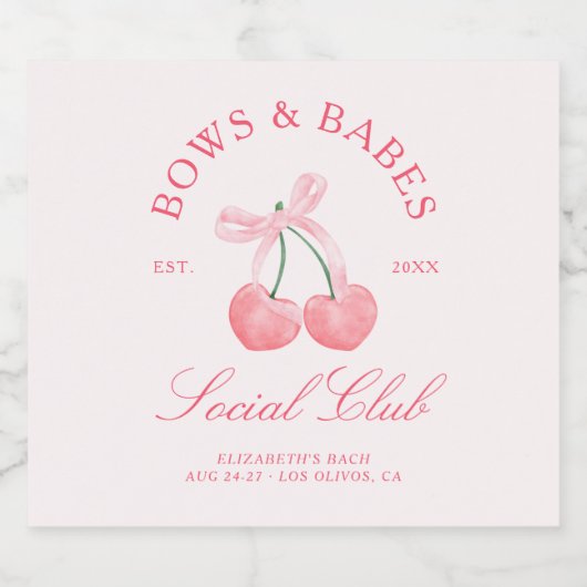 Bows & Babes Coquette Cherries Schaumweinetikett (Einzelnes Label)
