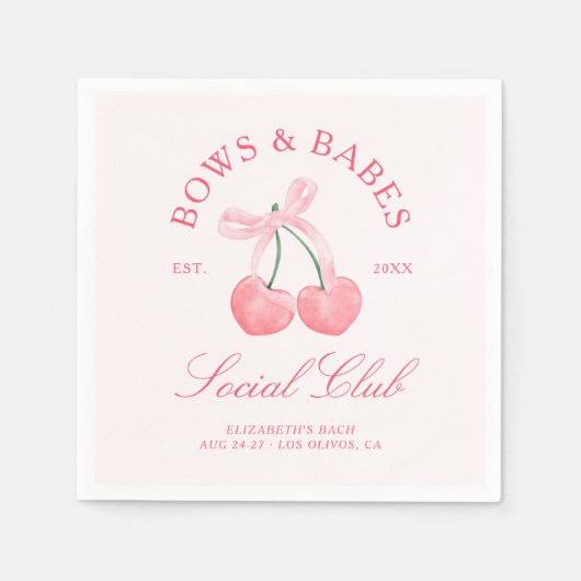 Bows & Babes Coquette Cherries Serviette (Vorderseite)