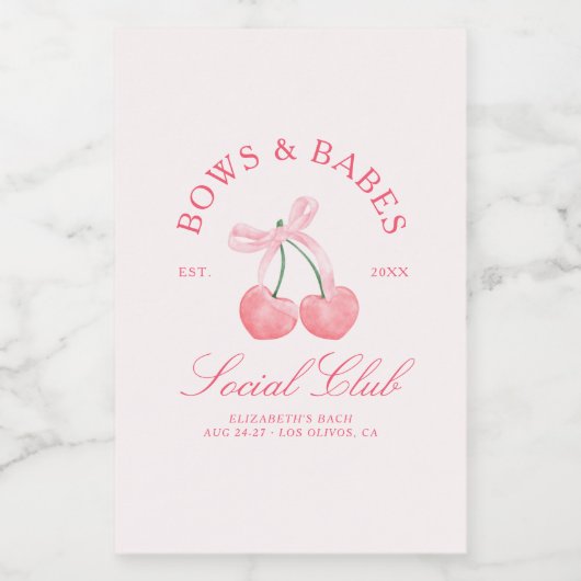 Bows & Babes Coquette Cherries Weinetikett (Einzelnes Label)