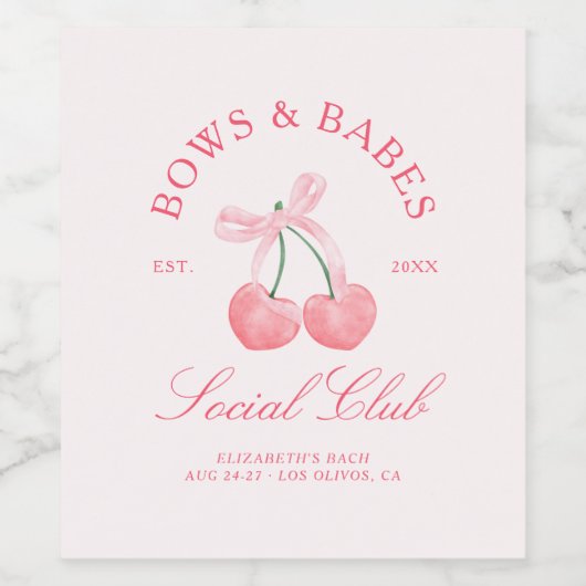 Bows & Babes Coquette Cherries Weinetikett (Einzelnes Label)