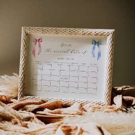 Bows Babydusche schätzt den Fälligkeitskalender Poster