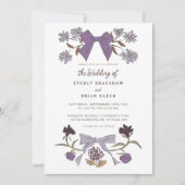 Bows & Blossoms Lilac Coquette Wedding Einladung (Vorderseite)