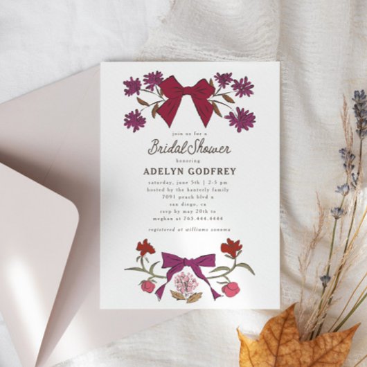 Bows & Blossoms Magenta Coquette Brautparty Einladung