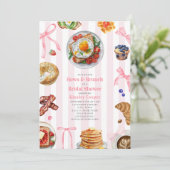 Bows + Brunch-Brautparty Einladung (Stehend Vorderseite)