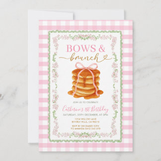 Bows & Brunch Pancake Pink Birthday Grandmillenial Einladung