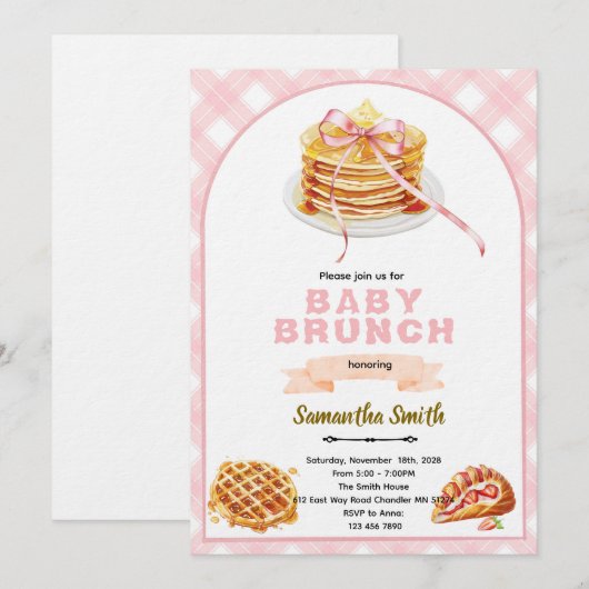 Bows Brunch Party Invitation Einladung (Vorne/Hinten)