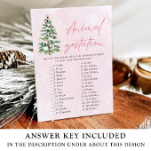 Bows Christmas Animal Gestation Baby Shower Game Einladung