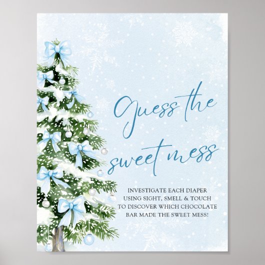 Bows Christmas Baby Shower Guess the Sweet Mess Poster (Vorne)