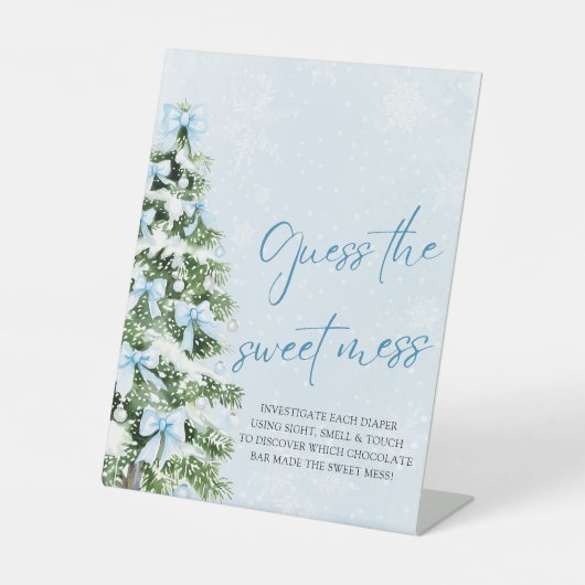 Bows Christmas Baby Shower Guess the Sweet Mess Sockelschild (Vorderseite)