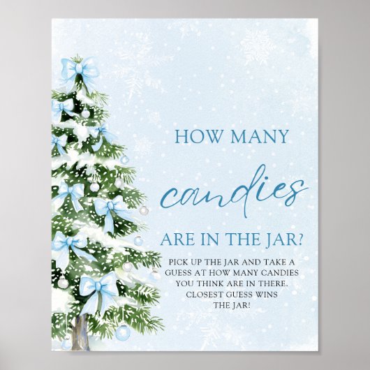 Bows Christmas Guess How Many Candies Baby Shower Poster (Vorne)
