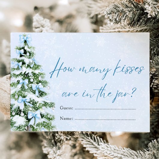 Bows Christmas How Many Kisses Baby Shower Game Einladung