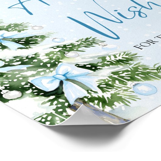 Bows Christmas Tree Baby Shower Advice and Wishes Poster (Ecke)