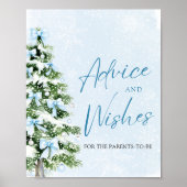 Bows Christmas Tree Baby Shower Advice and Wishes Poster (Vorne)