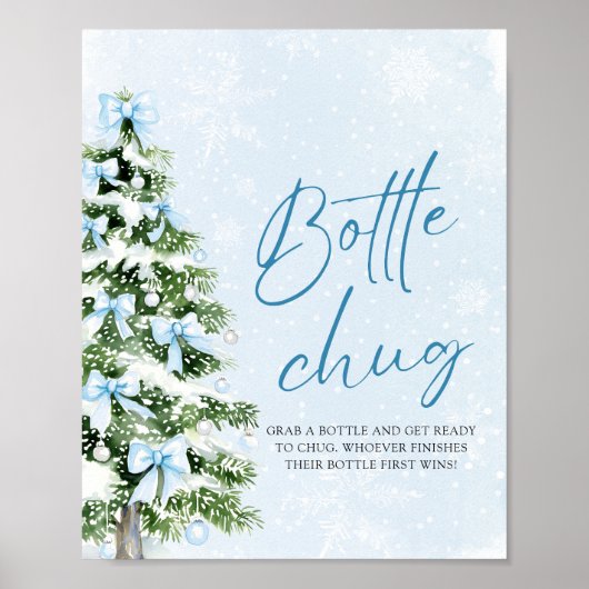 Bows Christmas Tree Baby Shower Bottle Chug Sign Poster (Vorne)