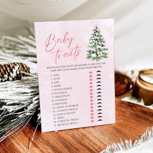 Bows Christmas Tree Baby Traits Baby Shower Game Einladung