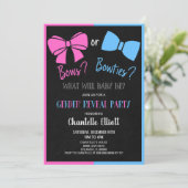 Bows oder Bowties Pink Blue Black Gender Reveal Einladung (Stehend Vorderseite)