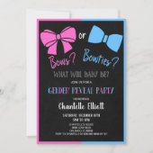 Bows or Bowties Pink Blue Black Gender Reveal Einladung (Vorderseite)