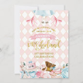 Bows Pink Alice Onederland Einladung zum 1. Geburt (Rückseite)