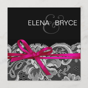 Bows Ribbon & Lace Save the Date schwarz fuschia