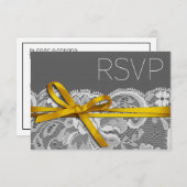 Bows Ribbon & Lace UAWG grau gelb RSVP Karte (Vorne/Hinten)