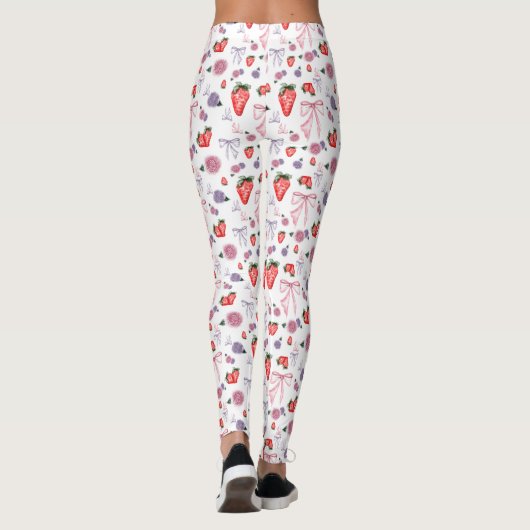 Bows, Rose und Erdbeeren Coquette-Muster Leggings (Rückseite)