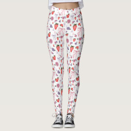 Bows, Rose und Erdbeeren Coquette-Muster Leggings