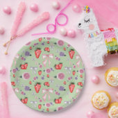 Bows, Rose und Erdbeeren Coquette-Muster Pappteller (Party)