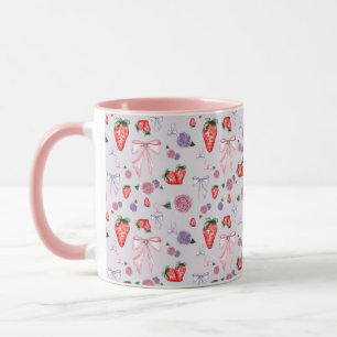 Bows, Rose und Erdbeeren Coquette-Muster Tasse