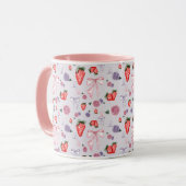 Bows, Rose und Erdbeeren Coquette-Muster Tasse (Vorderseite Links)
