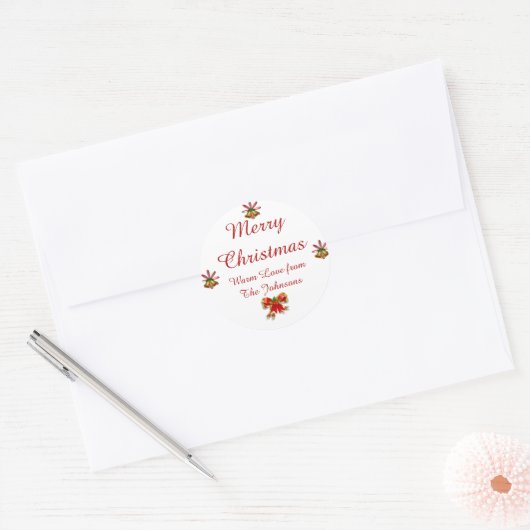 Bows und Bells Frohe Weihnachtskleber Runder Aufkleber (Umschlag)