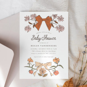 Bows und Blume Kinderdusche Einladung