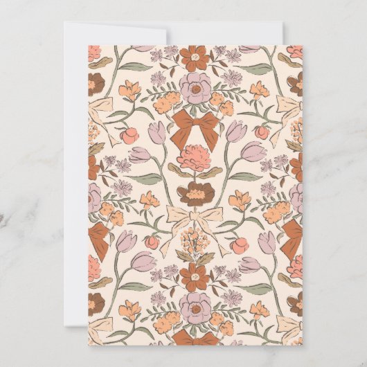 Bows und Blume Kinderdusche Einladung (Rückseite)