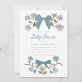 Bows und Blume Kinderdusche Einladung (Vorderseite)