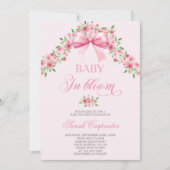 Bows und Blume Kinderduschmädchen Einladung (Vorderseite)