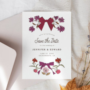 Bows und Blüten Magenta Save The Date