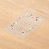 Bows und Blüten Wildblume rosa Bow Babydusche Acryleinladungen (Ablage )