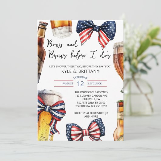 Bows und Brennen, bevor ich Paare Polterabend Einladung (Stehend Vorderseite)