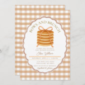 Bows und Brunch Pancake Baby Dusche Einladung (Vorne/Hinten)