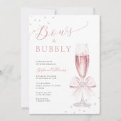 Bows und Bubbly Pink Bridal Dusche Einladung (Vorderseite)