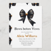 Bows vor Vows Gold Black Bow Brautparty Einladung (Vorne/Hinten)