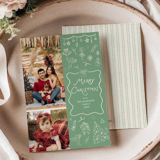 Bows Wavy Frame Hand gezeichnet Frohe Weihnachten