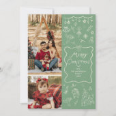 Bows Wavy Frame Hand gezeichnet Frohe Weihnachten (Vorderseite)