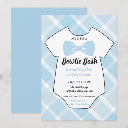 Bowtie Bash Southern Baby Dusche Einladung (Vorne/Hinten)