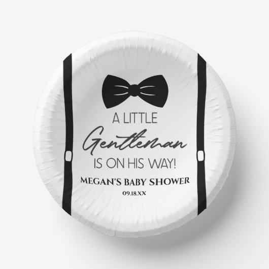 Bowtie Suspenders eine kleine Gentleman Babydusche Pappteller (Vorderseite)