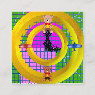 Bowtie Teddy Blue Red Flugzeug Gold Rings Geometri Quadratische Visitenkarte