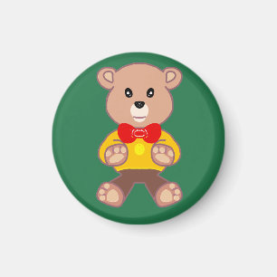 Bowtie-Teddybär auf Grün Magnet