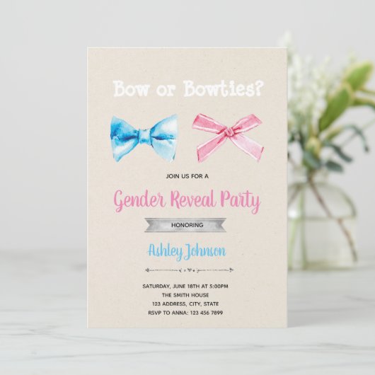 "Bowties" Einladung (Stehend Vorderseite)