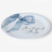Bowtiful Baby Blue Bow Baby Dusche Pappteller (Schrägansicht)