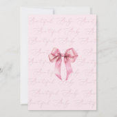 Bowtiful Baby Pink Bow Baby Dusche Einladung (Rückseite)