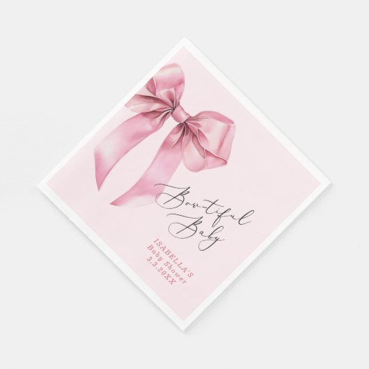 Bowtiful Baby Pink Bow Baby Dusche Serviette (Ecke)